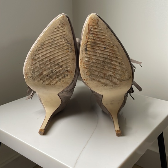 Taupe Fringe Pointed Toe Booties Suede Fall Bootie - Picture 6 of 6